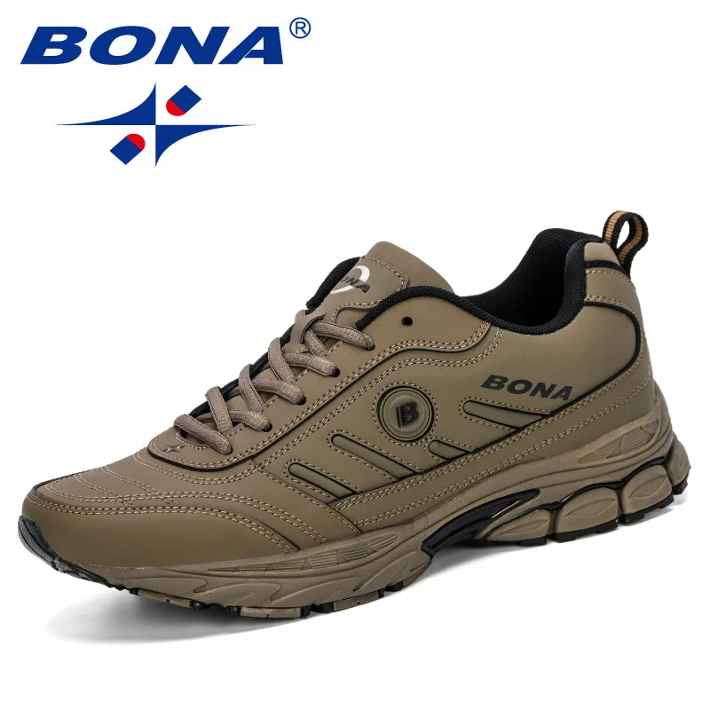Medium gray black BONA/Коллекция года; сезон весна-осень; мужские кроссовки; дышащая уличная спортивная обувь; Zapatos; удобные спортивные мужские кроссовки - Цвет: Medium gray black