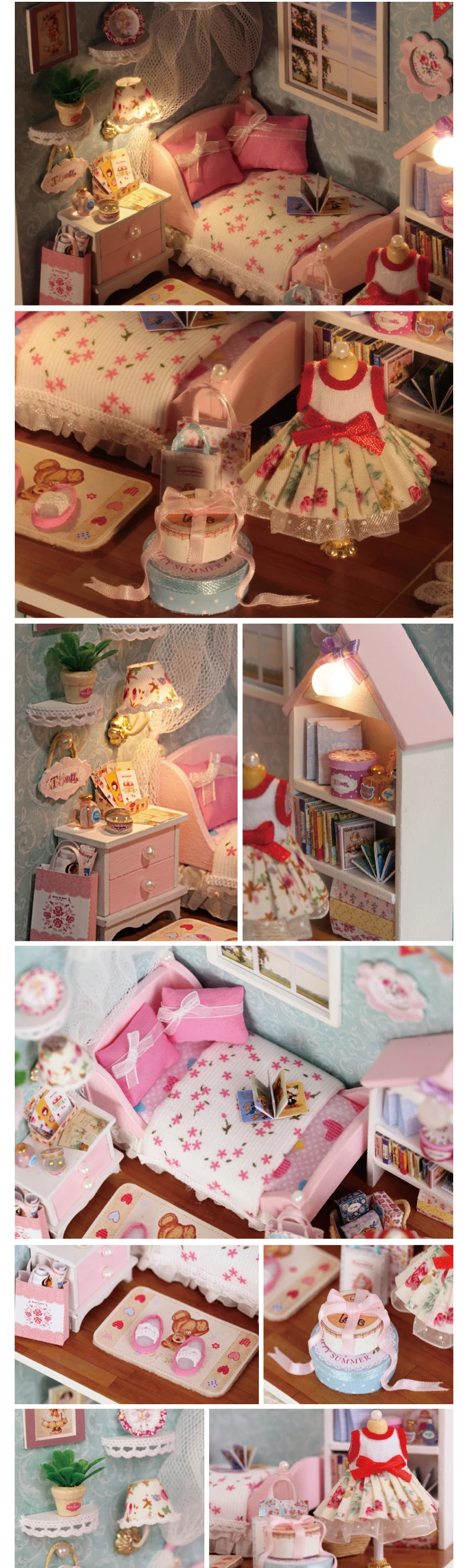DIY деревянный дом Miniaturas с мебели DIY Миниатюрный Дом Кукольный домик игрушки для детей подарок на Рождество и день рождения H02