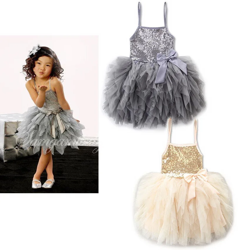 

2019 Summer Party Dress for Girls Sequins Cake Dress Kid Princess Dress Children Clothing 2-6T E7010