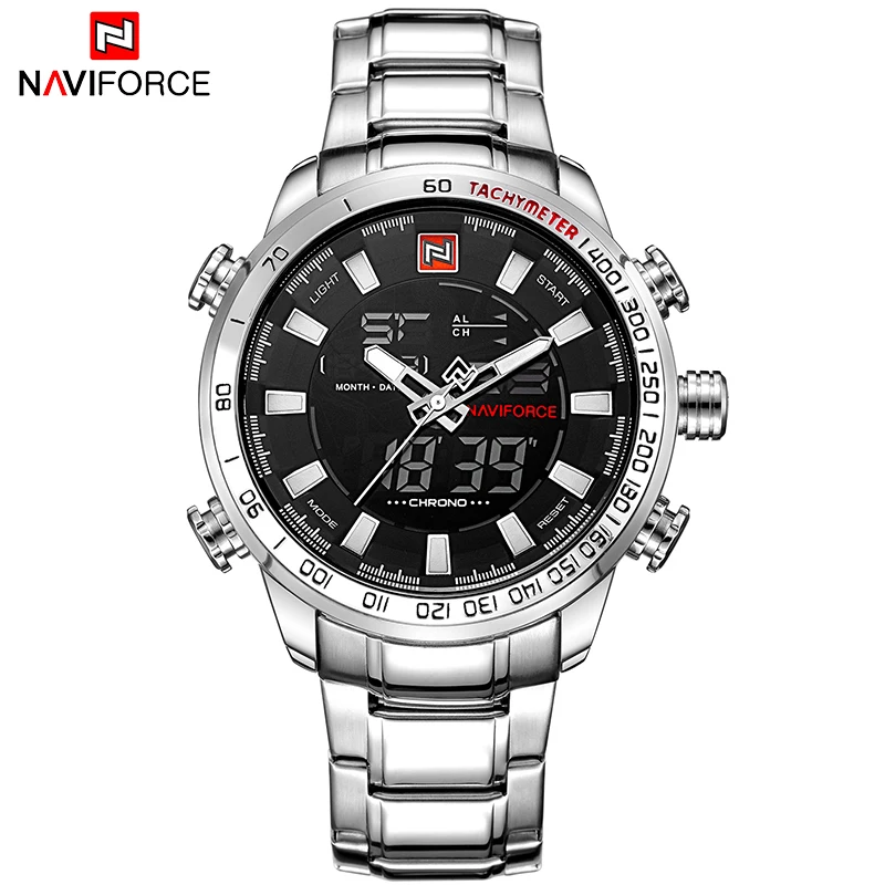 NAVIFORCE Лидирующий бренд мужские военные спортивные часы светодиодные аналоговые