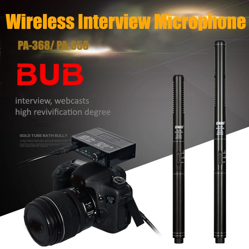 BUB PA358/368 DV SLR камеры UHF двойной беспроводной микрофон для интервью комплекты Кардиоидная запись микрофонный приемник веб-ролики микрофон