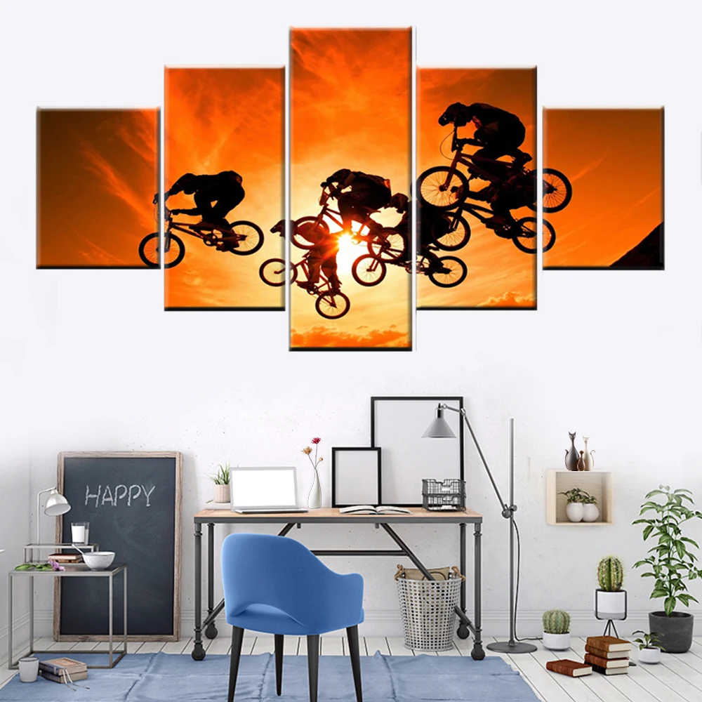 5 шт. модульный велосипедист плакат солнце Пейзаж Небо Спортивная живопись для