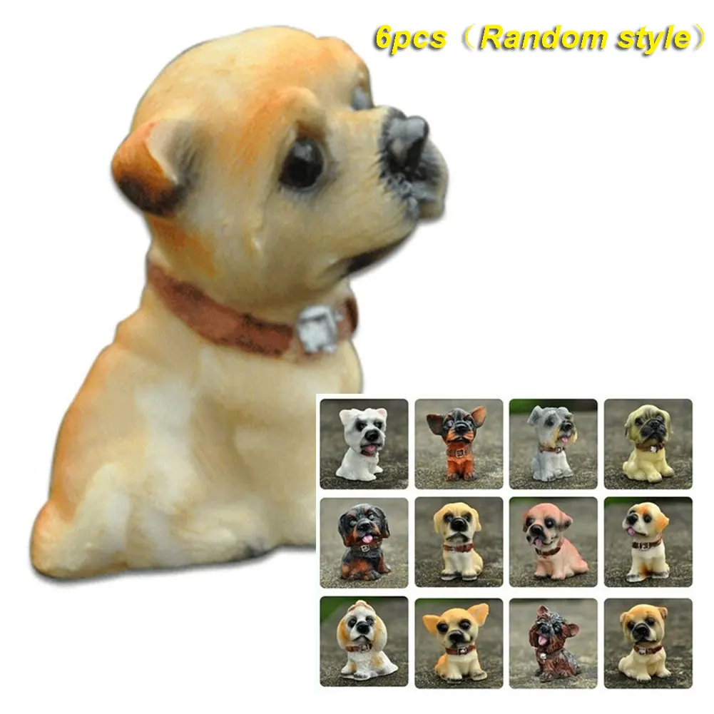6pcs Mini Landscaping Decoration Model Simulation Dollhouse Cute Toy Cartoon Miniature Dog Doll | Игрушки и хобби