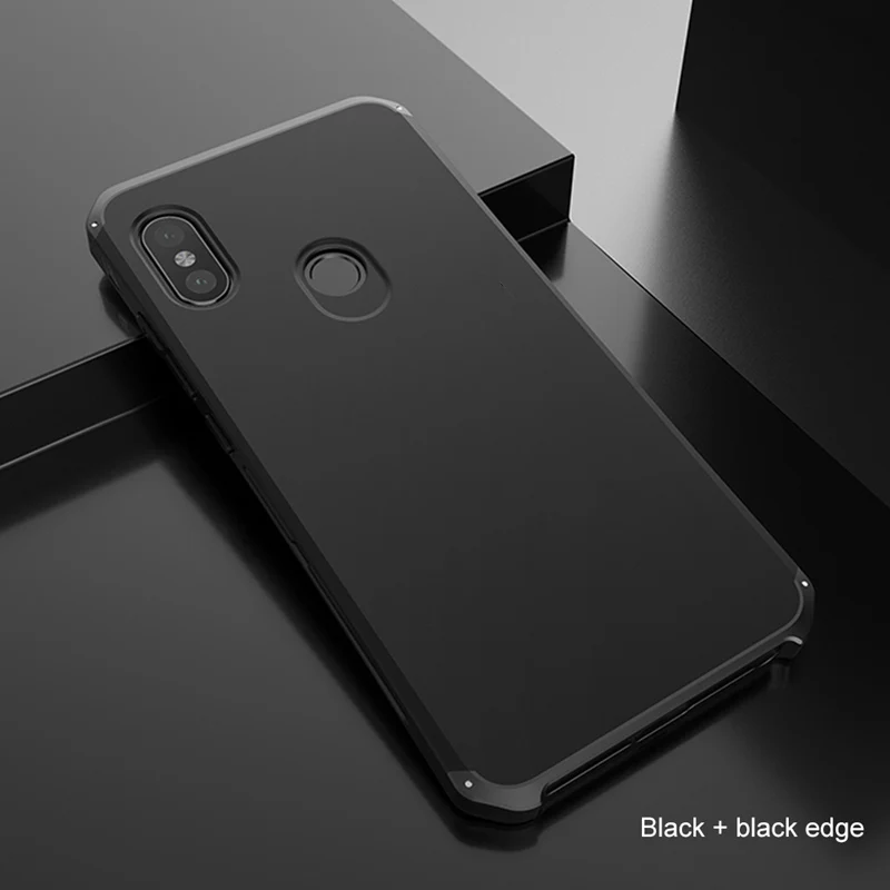 Металлический чехол для Xiaomi redmi note 6 pro, противоударный чехол, алюминиевая рамка, Жесткий Чехол для телефона из поликарбоната для Xiaomi redmi note 5, Fundas - Цвет: black