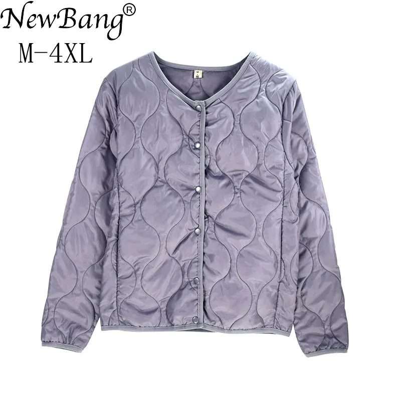 

NewBang Brand Plus Size Collarless Coat Women Lightweight Cotton Coat Winter Warm Liner With Zipper Female Slim Jackets