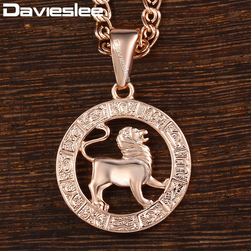 Davieslee женский знак Leo зодиака кулон Золотое созвездие ожерелья для женщин
