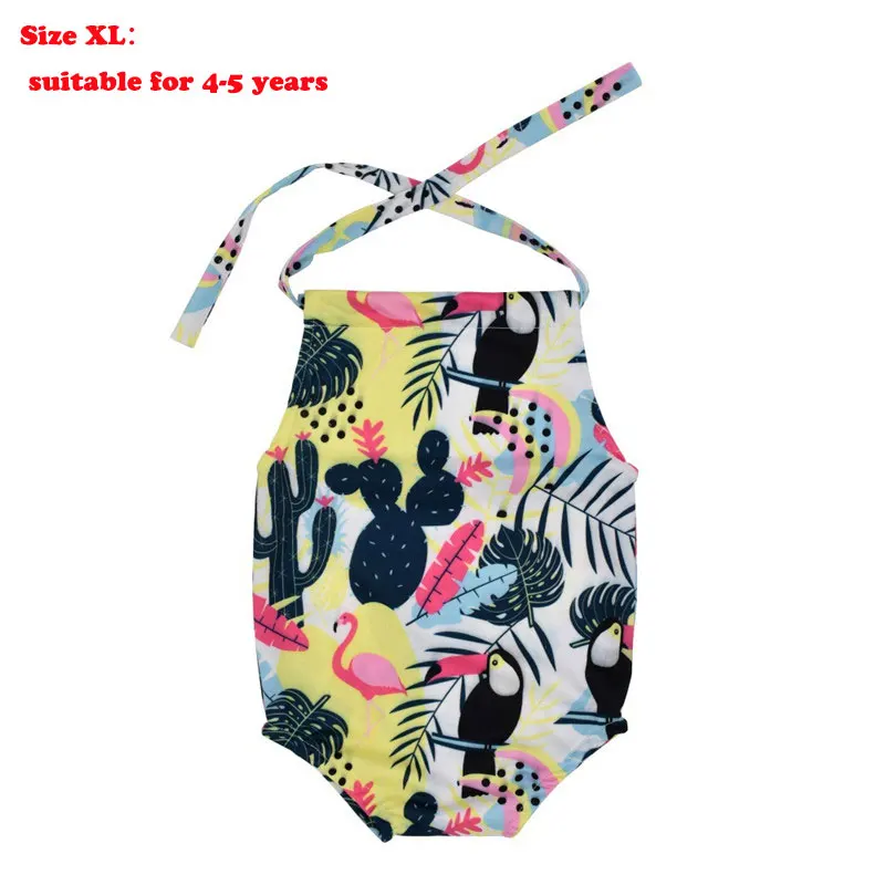 XL for 4-5 years 2 Милый детский купальный костюм для девочек, детский комбинезон, купальный костюм с 3D принтом для малышей, купальный костюм с лямкой на шее, детский пляжный купальник - Цвет: XL for 4-5 years 2