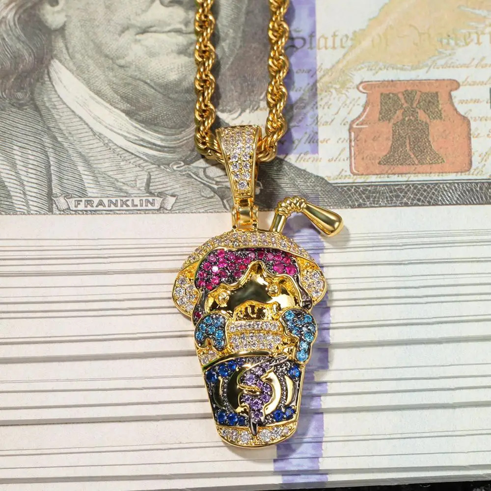 В стиле хип хоп с креплением микро паве мульти Цвет AAA CZ камень Bling из мультфильма