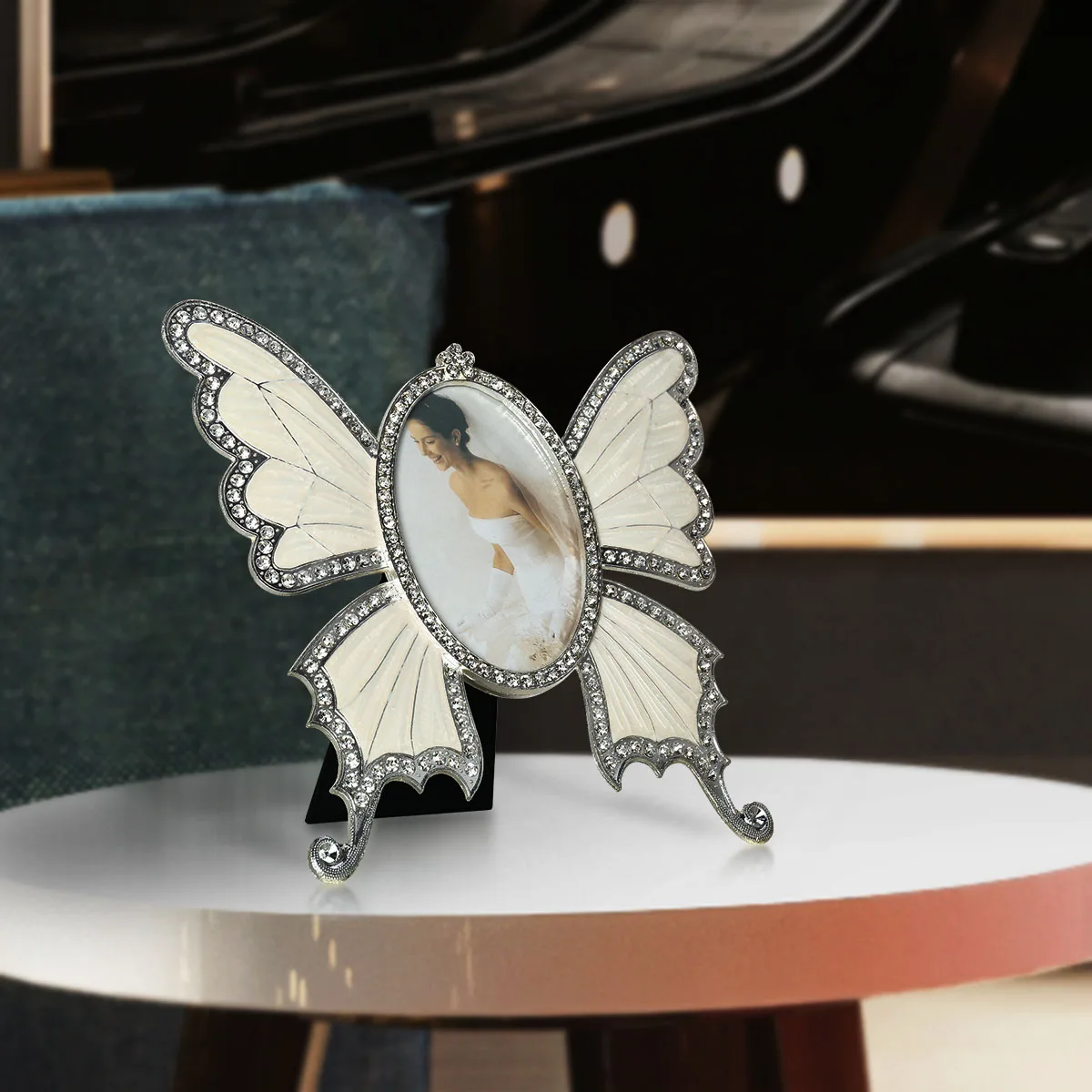 Винтажная металлическая рамка для фотографий с изображением эллипса украшенная