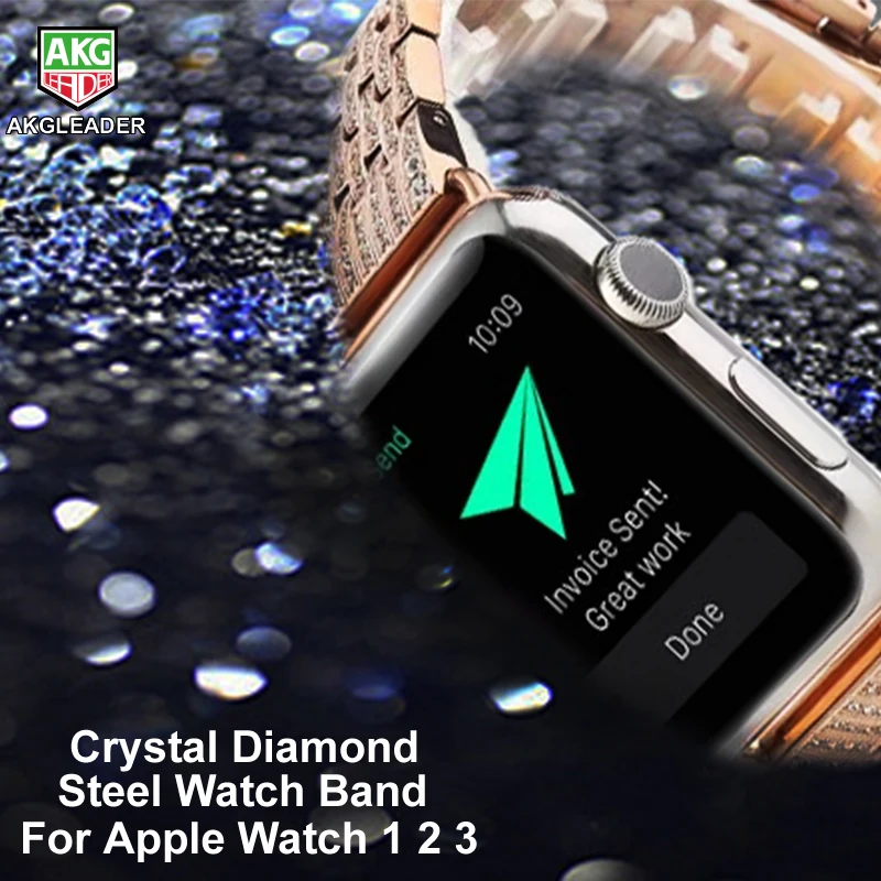 38-42 мм браслет для Apple Watch Series 4 1 2 3 кристалл горный хрусталь Алмазный ремешок Роскошные ремешки для часов iwatch из нержавеющей стали