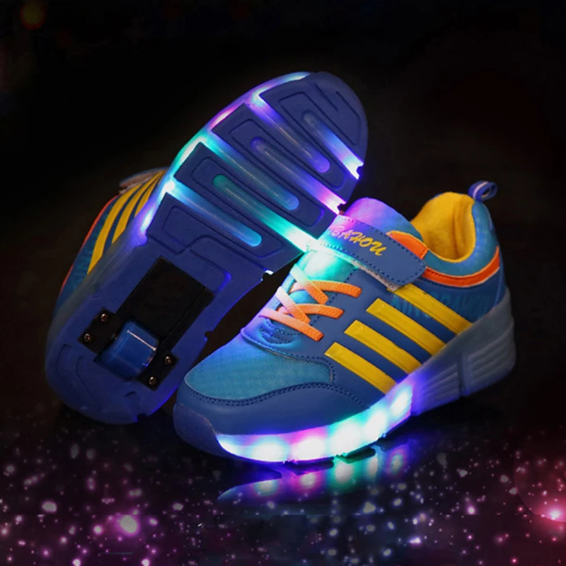 Casual Kids Roller Skate Shoes Children Light up Glowing Girls Boys Sneakers with Wheels men Summer Style tenis infantil | Детская