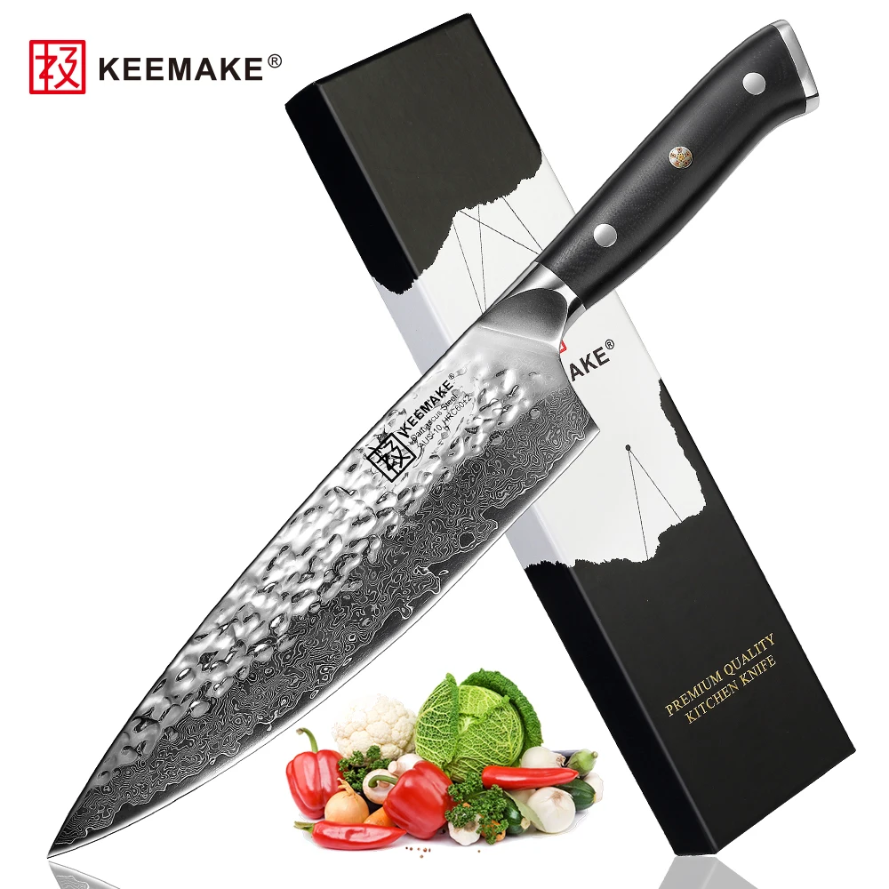 SUNNECKO 8 дюймовый нож шеф повара из дамасской стали лезвия кухонные ножи японская
