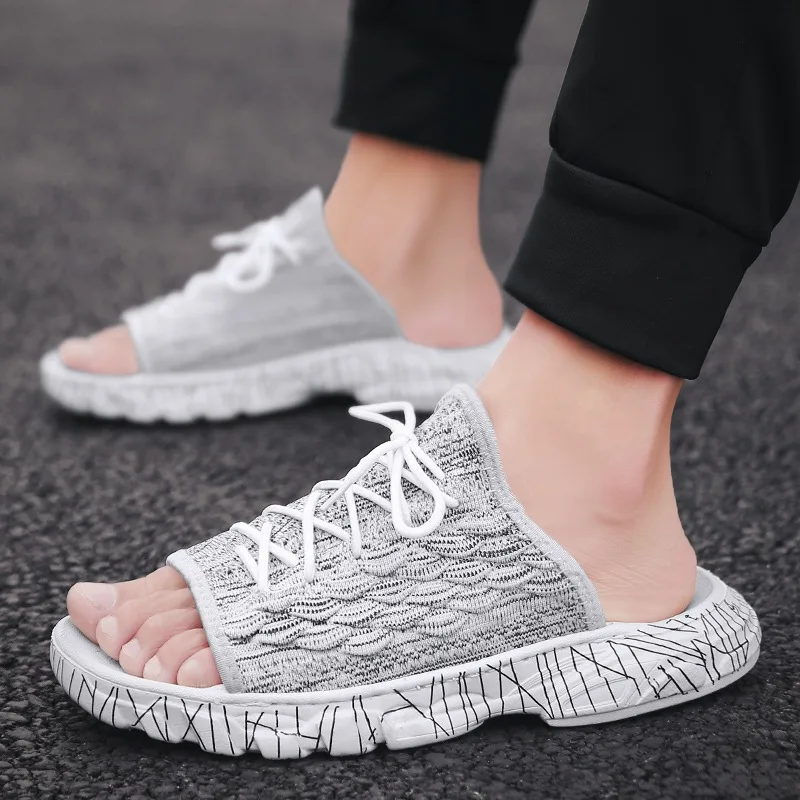 Vietnamese slippers fashion wear new 2019 summer fly woven fish-scale flip-flops men's slip-resistant trend beach shoes | Обувь