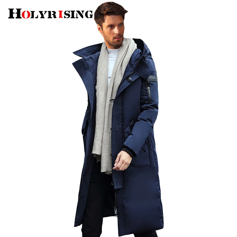 Holyrising мужские длинные пуховые куртки Мужская одежда толстые теплые с капюшоном