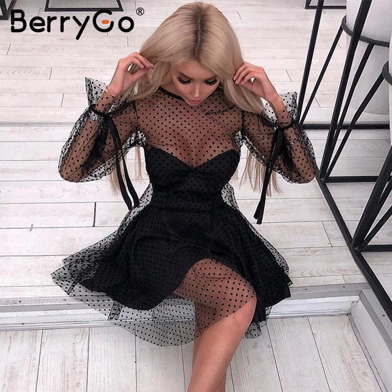 BerryGo летние вечерние пикантные прозрачные Сетчатое платье Для женщин