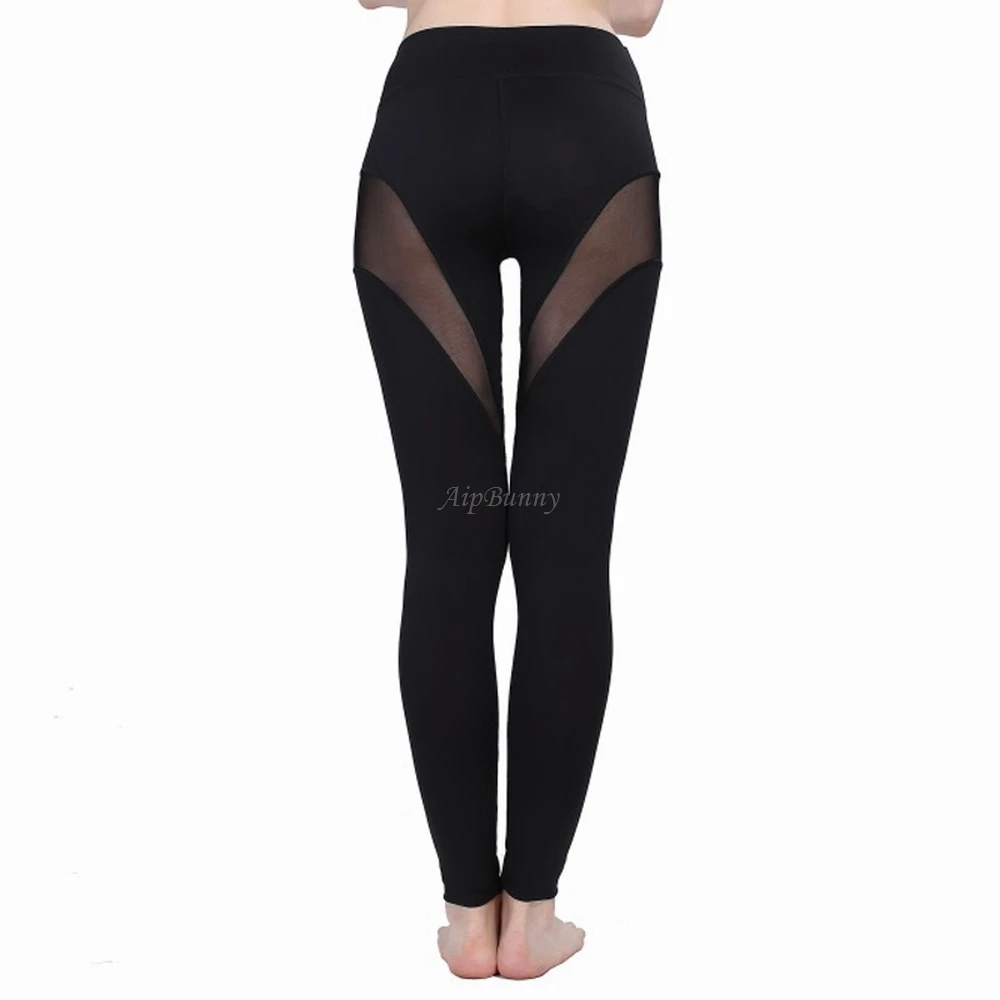 Брюки для фитнеса сетка с высокой талией леггинсы тренировок бега Для женщин бег