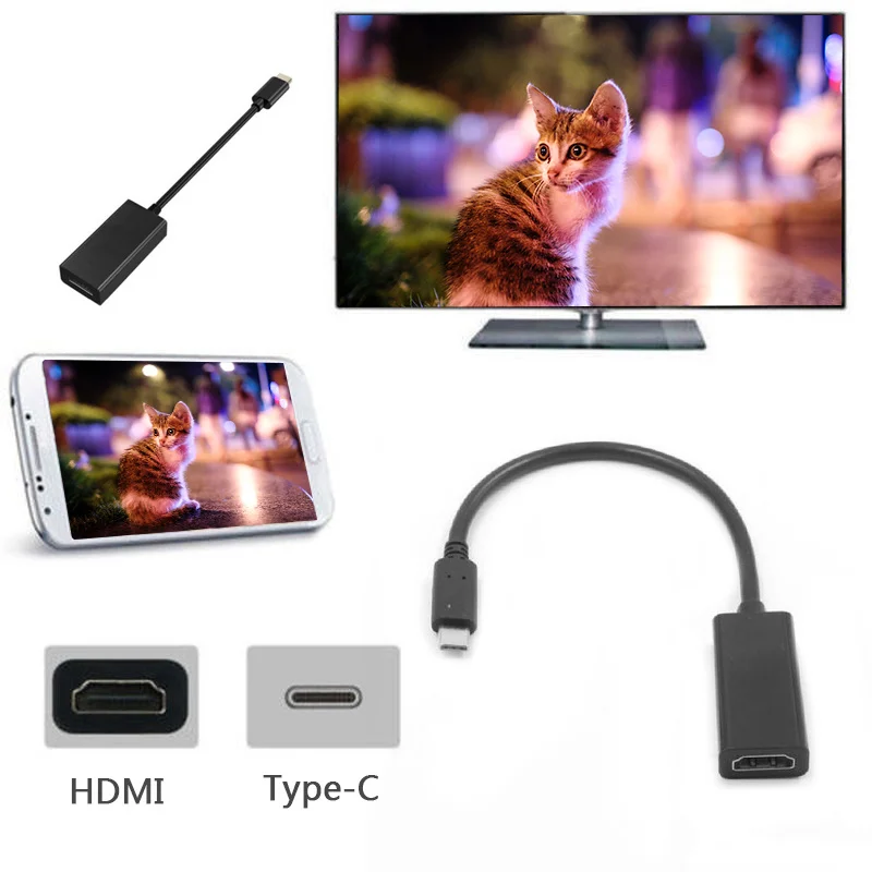 USB Type C к HDMI адаптер 3 1 конвертер Папа мама для MacBook Huawei Samsung Galaxy S8/8 + Plus|Переходники и