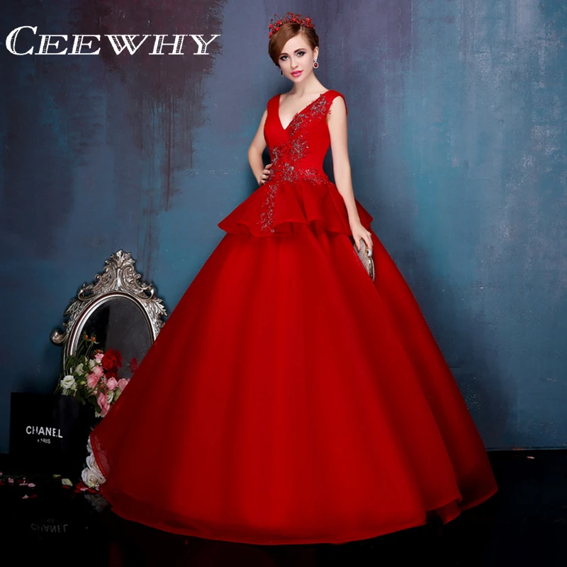 CEEWHY Sexy V-Neck Long Tulle Dress Elegant Plus Size Evening Moroccan Kaftan Embroidery Formal Prom Robe de Soiree | Свадьбы и