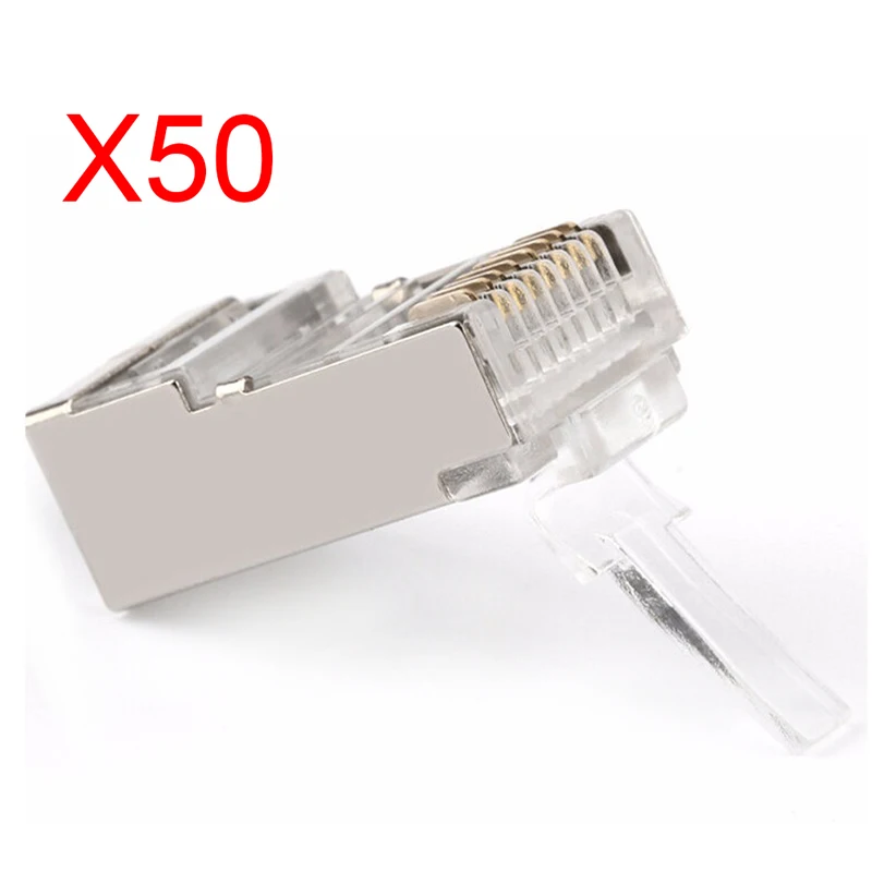 50 шт. RJ45 Cat6 Cat6a Экранирование сетей разъемов штепсельные клеммы для модема
