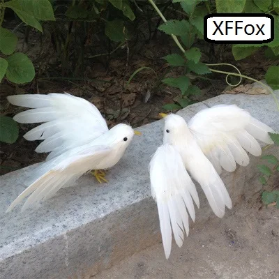 

a pair of real life wings pigeon model foam&feather white small dove bird about 12x15cm xf0074