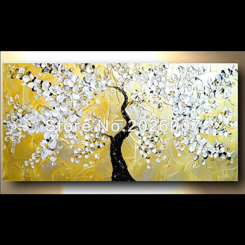 Ручная работа золотой металлик художественная Абстрактная живопись белое