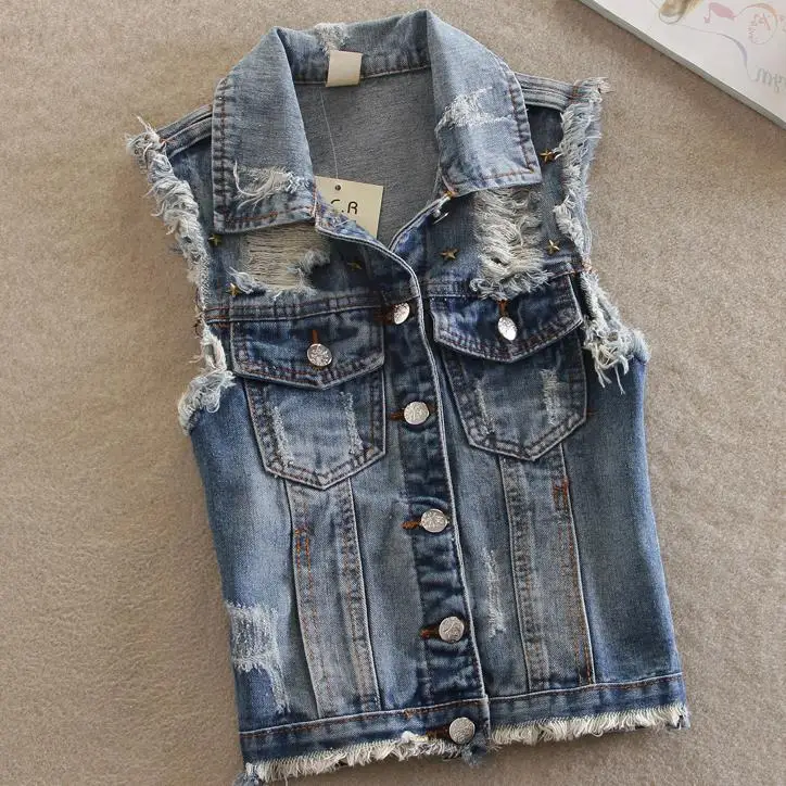 Весенняя новинка джинсовый жилет размера плюс ковбойская модная короткая куртка