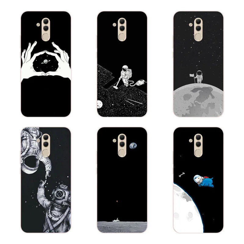 huawei mate 20 lite Case Silicon Black graffiti Painting Soft TPU Back Cover for Protect Phone cases shell |