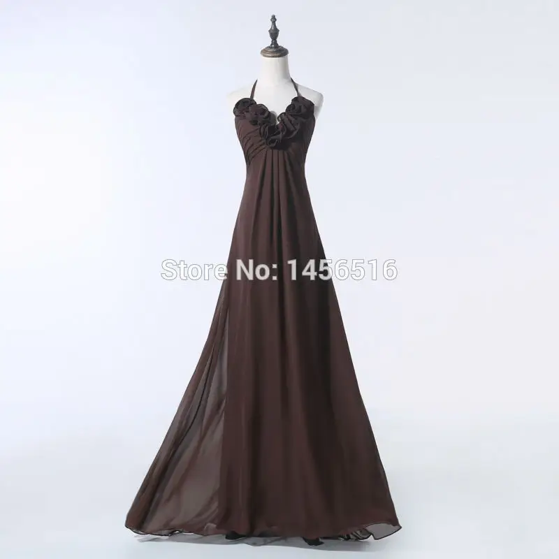 Vestidos de festa A Line Холтер шифон без рукавов длиной до пола Длинные 2019 Реальные образцы