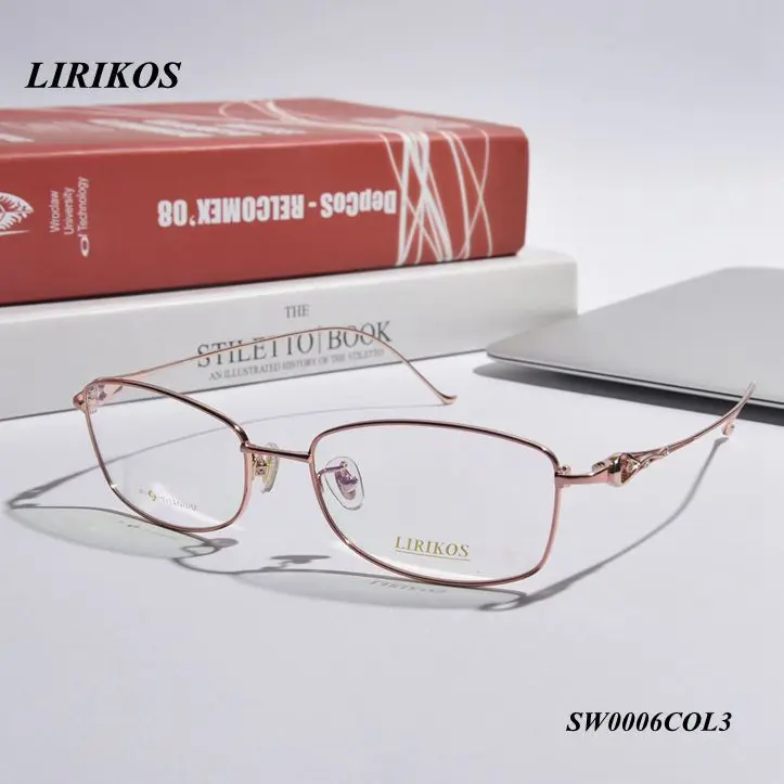 GOLD WITH PINK LIRIKOS чистый титан выдалбливают стиль для женщин полная Рамка Бизнес очки для чтения прозрачные линзы для глаз мужские очки - Цвет оправы: GOLD WITH PINK