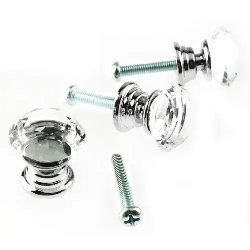 

WSFS Hot Sale 10 Pcs 20mm Crystal Glass Clear Cabinet Knob Drawer Pull Handle Kitchen Door Wardrobe Hardware