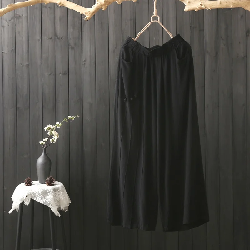 Традиционные китайские брюки весна-лето 2019 женские широкие палаццо свободные