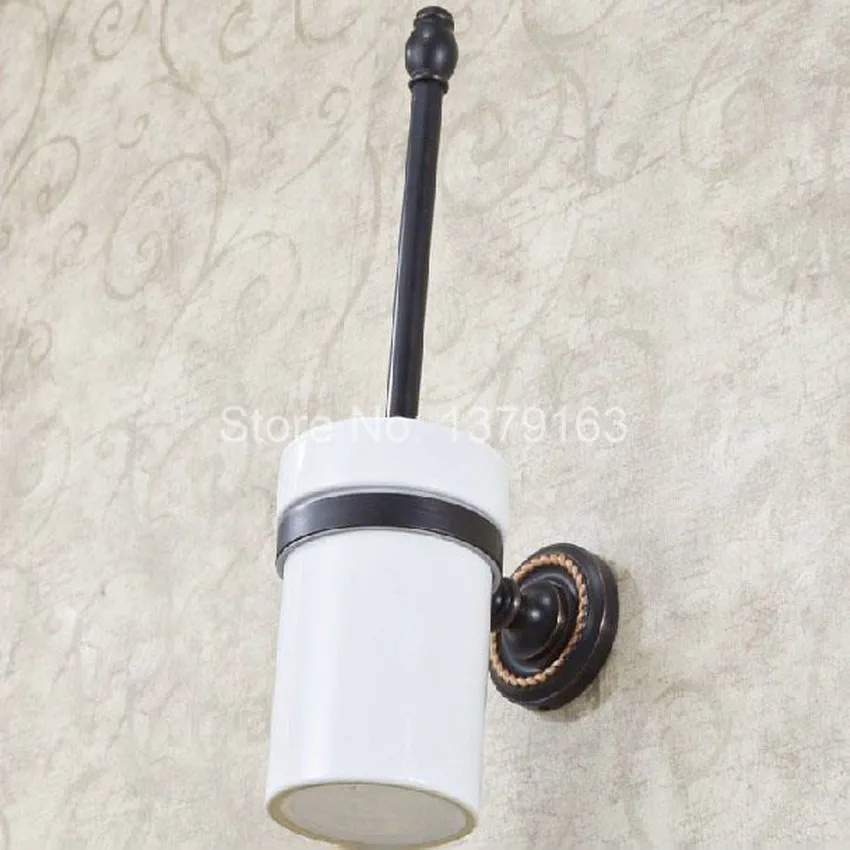 Черная масляная прорезиненная бронзовая настенная щетка для унитаза и держатель