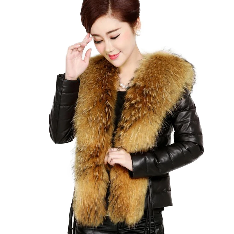 Fashion Women Winter Fur Coat High-grade Elegant Long Sleeve Fox Plus Size Leather Jacket Female Outerwear 50 | Женская одежда