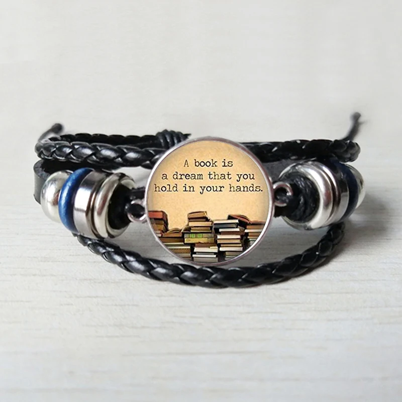 

hot sale, knowledge of the marine library's charm glass Leather bracelet, men and women accessories Leather bracelet jewelry