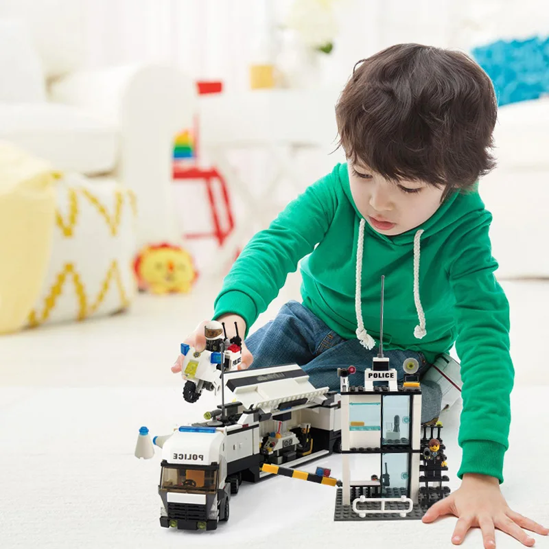 KAZI 6727 Diy полицейская станция Legos модель Машинка-конструктор блоки DIY кирпичи