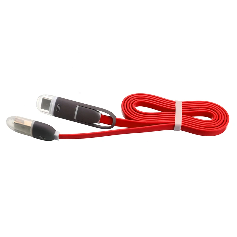 2 в 1 USB кабель для iPhone samsung Xiaomi мульти Быстрая зарядка микро USB кабель 2 в 1 мобильный телефон usb type C кабель