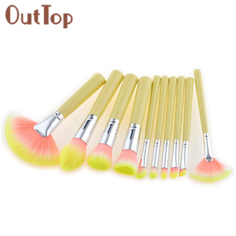 Pincel maquiagem 10 шт. желтый косметический набор кистей для макияжа тональный Порошок