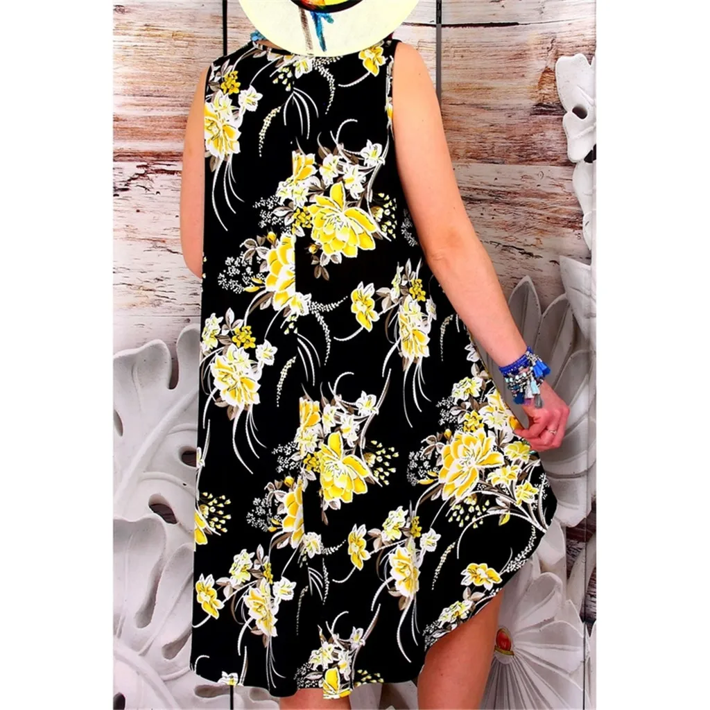 Женское свободное Повседневное платье с круглым вырезом и короткими рукавами