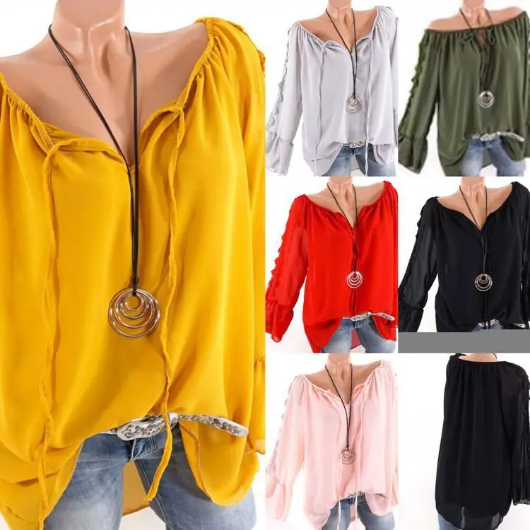 Женская блузка большого размера 2019 летняя новая женская рубашка свободный пояс