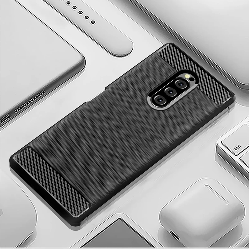 Мягкий силиконовый защитный чехол из углеродного волокна для Sony Xperia 10 Plus XA1 Ultra XA2