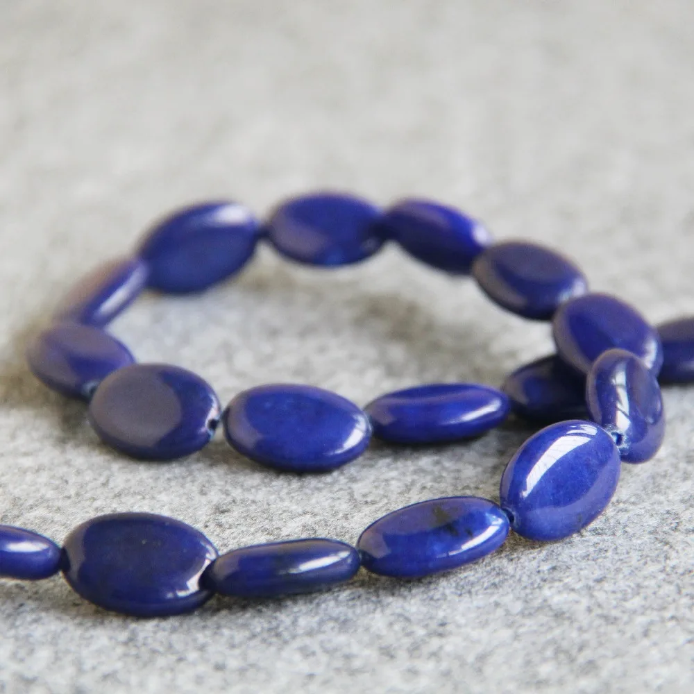 Бусины для ожерелья и браслета голубые бусины из лазурита 13 х18 мм незакрепленные
