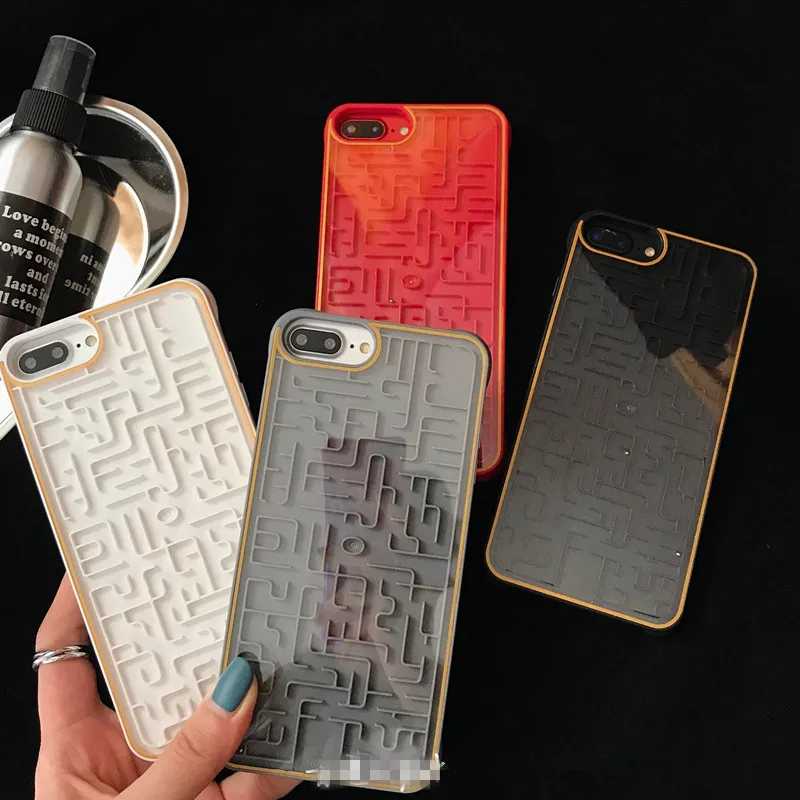Interactive Red And Yellow Labyrinth Phone Case For iPhone 6 6s 7 8 Relax PC Maze Map Game Cover Plus | Мобильные телефоны и