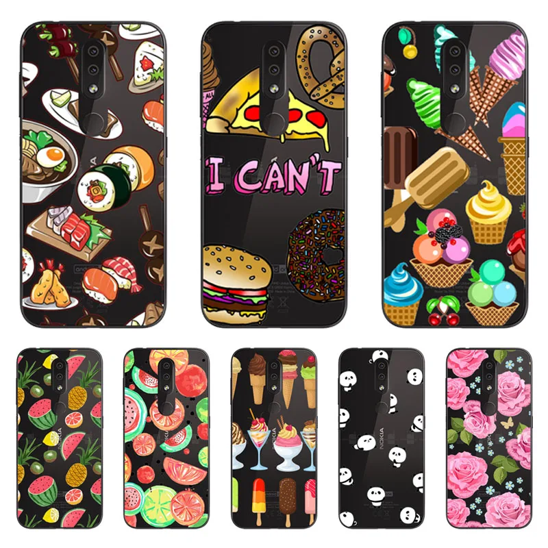 For Nokia 4.2 Case Silicon Black Painting flower Soft TPU Back Cover for Nokia4.2 protect Phone cases shell |