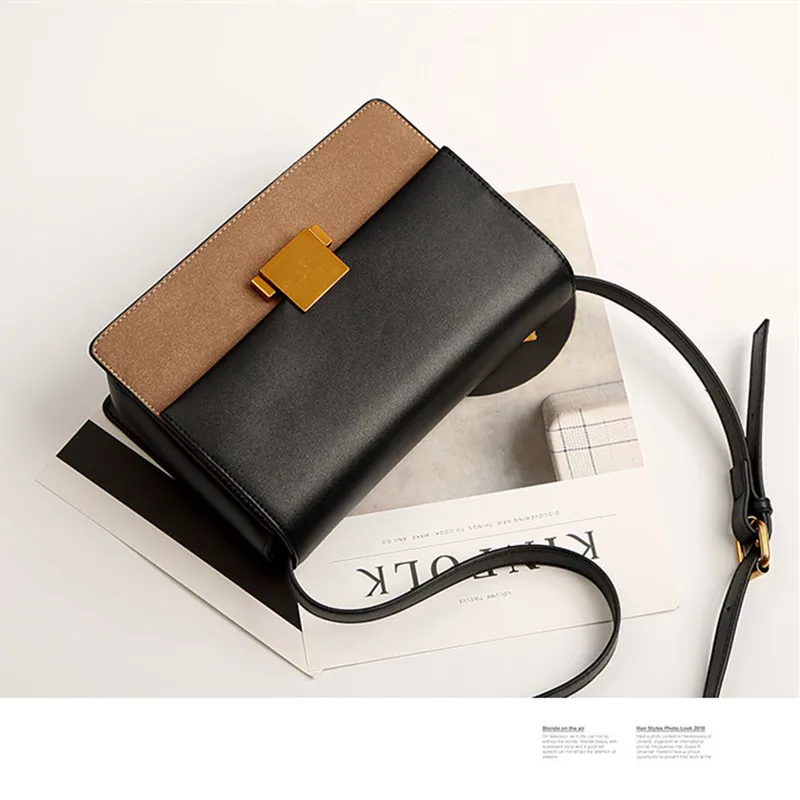 Сумка кросс-боди Женская кожаная модный саквояж в стиле пэчворк чемоданчик на