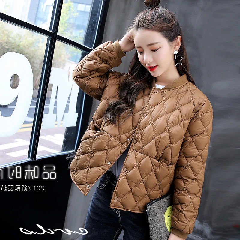 2019 зимний женский светильник бейсбольный пуховик осенний теплый белый на утином