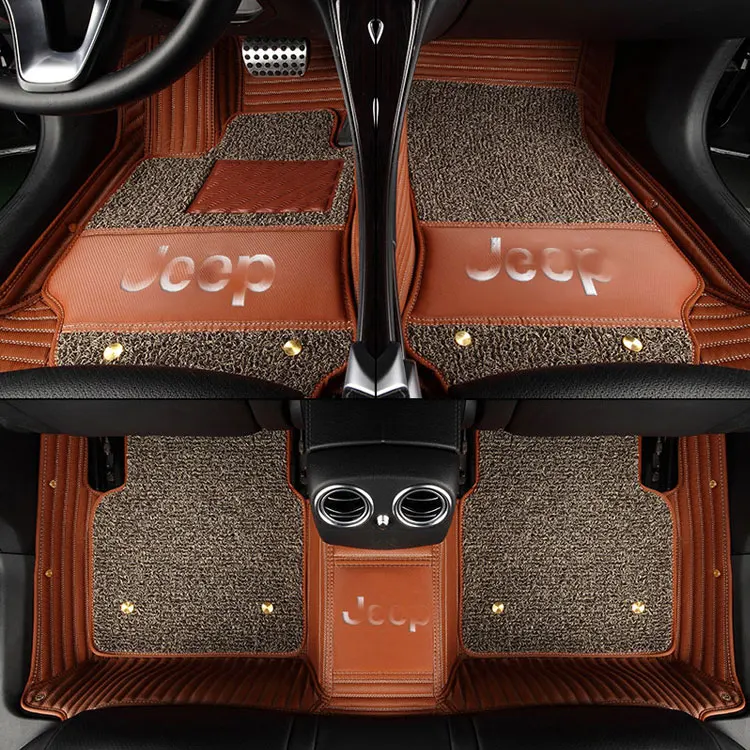 Brown 02 Car floor mats for Toyota logo Land Cruiser 200 Prado150/120 corolla 2007- C-HR camry 40 wish car styling liner Custom - Название цвета: Brown 02