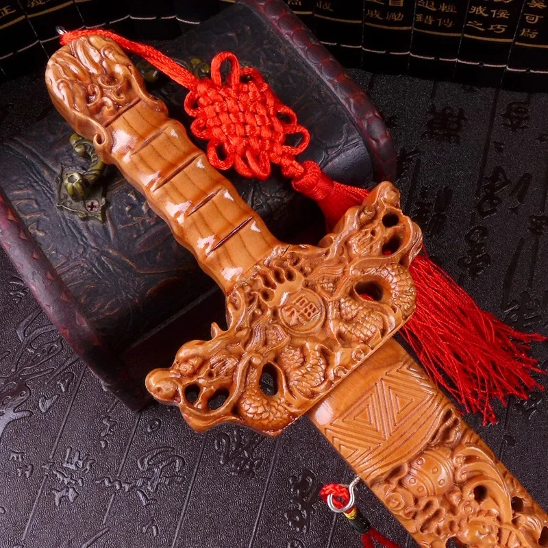 Отправка меч из персикового дерева 35 см 60 двойные деревянные поделки домашняя