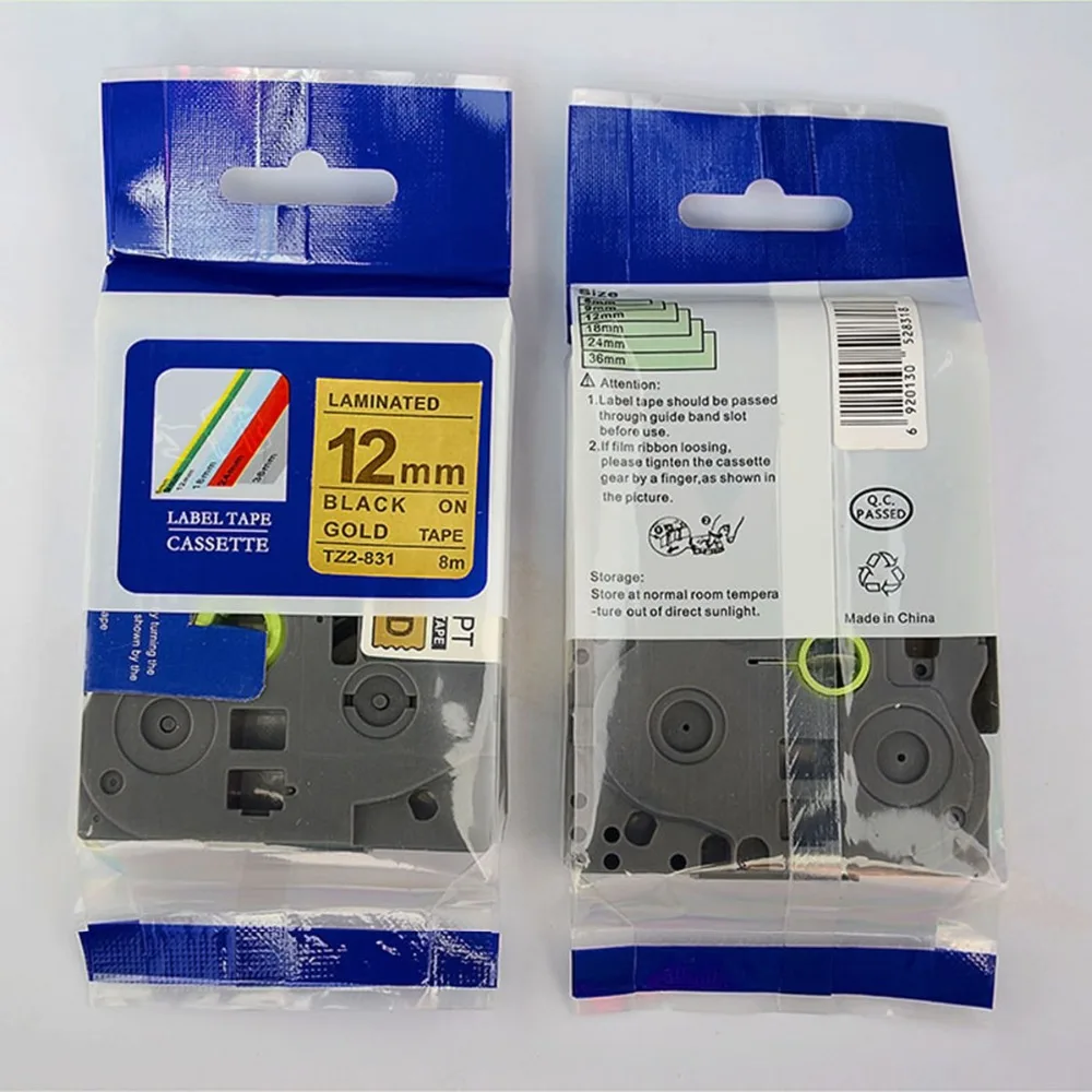 Совместимость TZ-831 TZe-831 TZe831 P-touch TZ ленточного картриджа (черного цвета золота 12 мм *