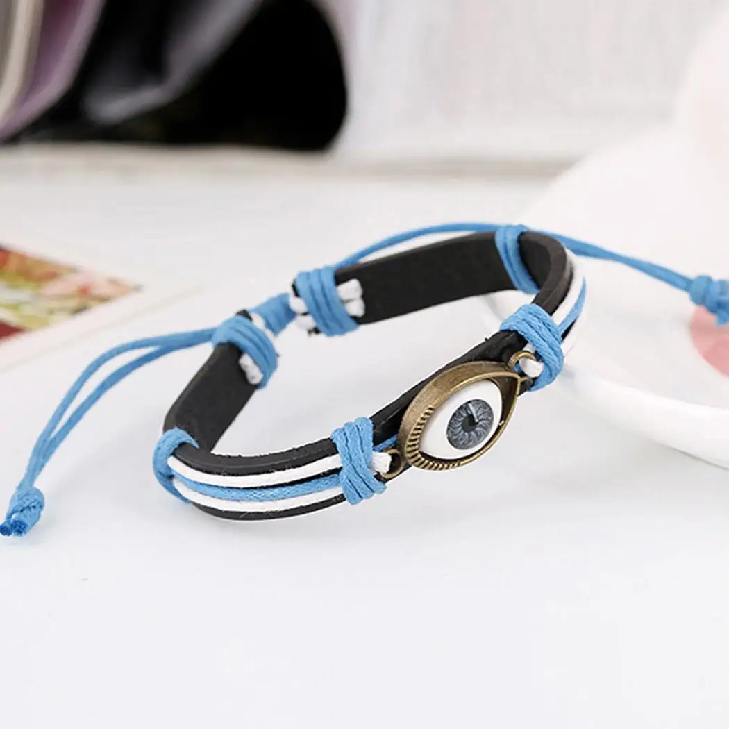 Everyday adjustable 4 6 Wristband Artificial 2 Eye 12cm 7inch Leather Women Weave New Bracelet Beauty Metal Bangle | Украшения и