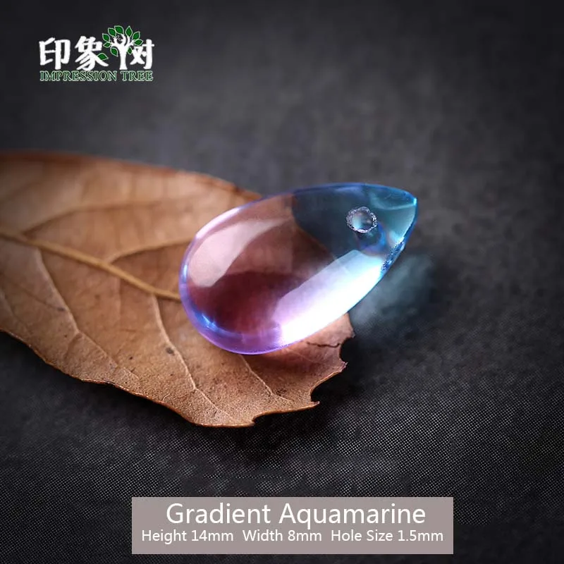 Gradient Aquamarine Стеклянные кабошоны в форме капли, 10 шт., 14х8 мм, элегантные подвески ручной работы для ожерелья, фурнитура для самостоятельного изготовления ювелирных украшений, модель 16014 - Цвет: Gradient Aquamarine